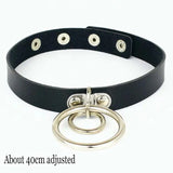 New Sexy Harajuku PU Leather Chain Heart Pendant Necklaces Women Men Punk Neck Gothic Black Pink Choker Necklace Cool Collar Two Circle - Tophatter Daily Deals