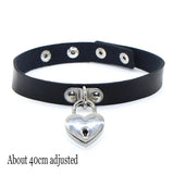 New Sexy Harajuku PU Leather Chain Heart Pendant Necklaces Women Men Punk Neck Gothic Black Pink Choker Necklace Cool Collar - Tophatter Daily Deals