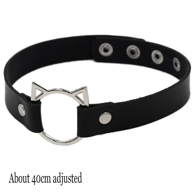 New Sexy Harajuku PU Leather Chain Heart Pendant Necklaces Women Men Punk Neck Gothic Black Pink Choker Necklace Cool Collar Cat - Tophatter Daily Deals
