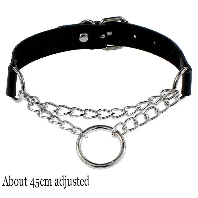 New Sexy Harajuku PU Leather Chain Heart Pendant Necklaces Women Men Punk Neck Gothic Black Pink Choker Necklace Cool Collar Chain Round - Tophatter Daily Deals