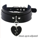 New Sexy Harajuku PU Leather Chain Heart Pendant Necklaces Women Men Punk Neck Gothic Black Pink Choker Necklace Cool Collar Heart SD - Tophatter Daily Deals