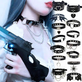 New Sexy Harajuku PU Leather Chain Heart Pendant Necklaces Women Men Punk Neck Gothic Black Pink Choker Necklace Cool Collar - Tophatter Daily Deals