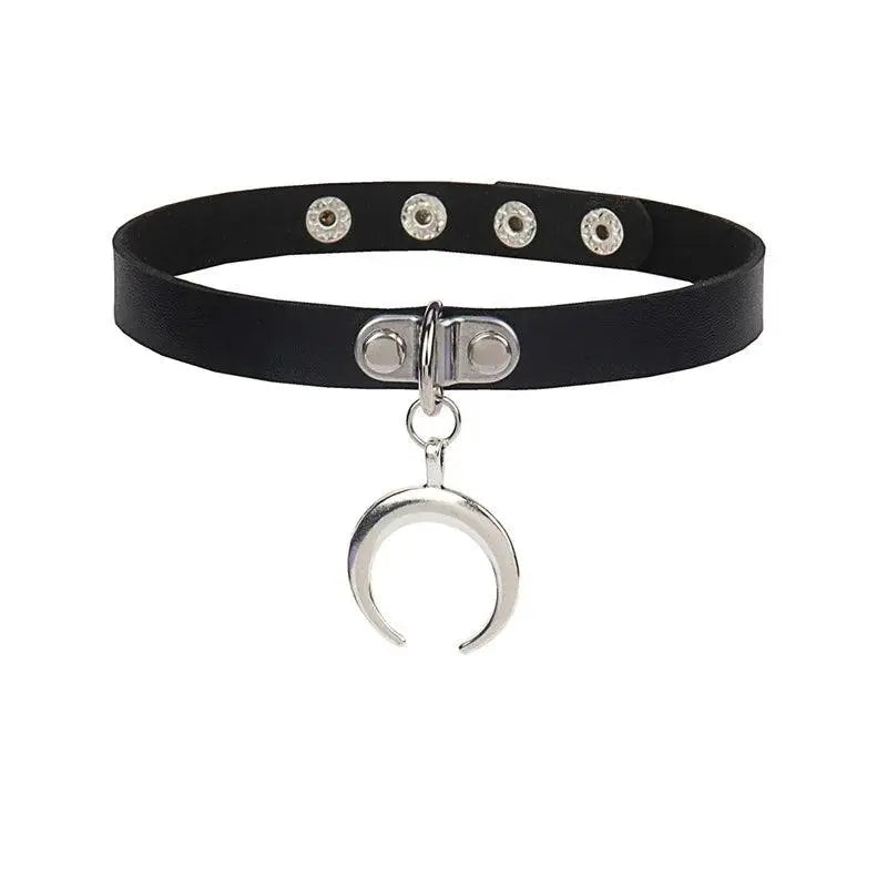 New Sexy Harajuku PU Leather Chain Heart Pendant Necklaces Women Men Punk Neck Gothic Black Pink Choker Necklace Cool Collar - Tophatter Daily Deals