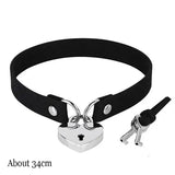 New Sexy Harajuku PU Leather Chain Heart Pendant Necklaces Women Men Punk Neck Gothic Black Pink Choker Necklace Cool Collar Lock Key Rope - Tophatter Daily Deals