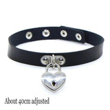 New Sexy Harajuku PU Leather Chain Heart Pendant Necklaces Women Men Punk Neck Gothic Black Pink Choker Necklace Cool Collar Lock Key - Tophatter Daily Deals
