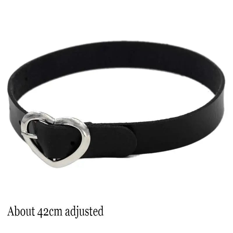 New Sexy Harajuku PU Leather Chain Heart Pendant Necklaces Women Men Punk Neck Gothic Black Pink Choker Necklace Cool Collar Belt Heart - Tophatter Daily Deals