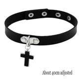 New Sexy Harajuku PU Leather Chain Heart Pendant Necklaces Women Men Punk Neck Gothic Black Pink Choker Necklace Cool Collar Cross - Tophatter Daily Deals