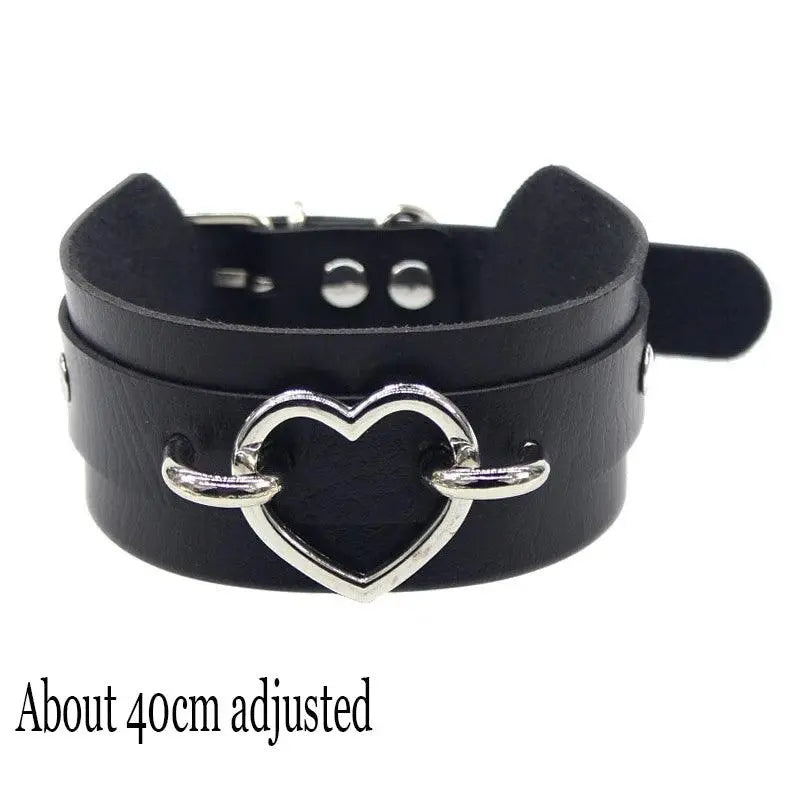 New Sexy Harajuku PU Leather Chain Heart Pendant Necklaces Women Men Punk Neck Gothic Black Pink Choker Necklace Cool Collar Heart Lock - Tophatter Daily Deals