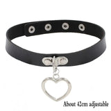New Sexy Harajuku PU Leather Chain Heart Pendant Necklaces Women Men Punk Neck Gothic Black Pink Choker Necklace Cool Collar Hollow Heart - Tophatter Daily Deals