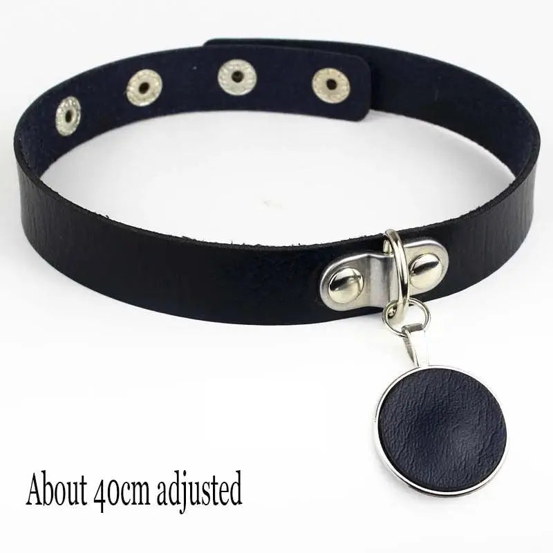 New Sexy Harajuku PU Leather Chain Heart Pendant Necklaces Women Men Punk Neck Gothic Black Pink Choker Necklace Cool Collar Black Round - Tophatter Daily Deals