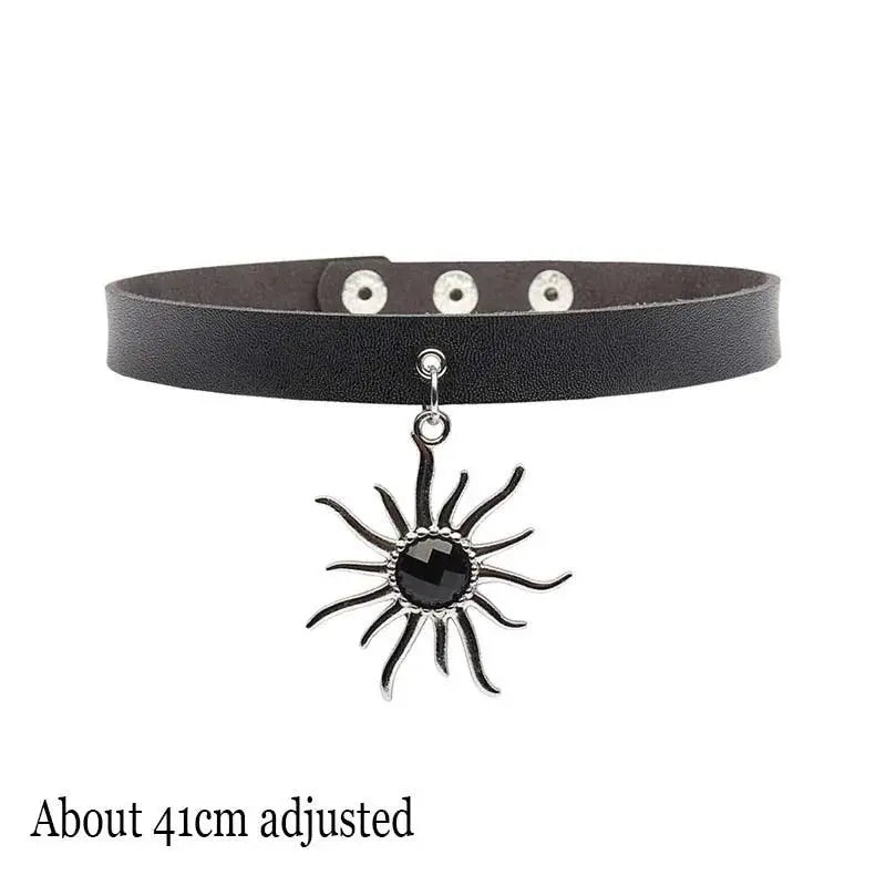 New Sexy Harajuku PU Leather Chain Heart Pendant Necklaces Women Men Punk Neck Gothic Black Pink Choker Necklace Cool Collar Sun - Tophatter Daily Deals