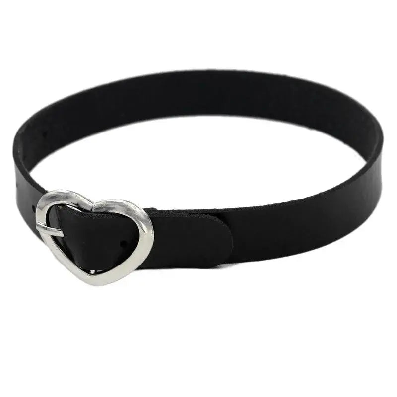 New Sexy Harajuku PU Leather Chain Heart Pendant Necklaces Women Men Punk Neck Gothic Black Pink Choker Necklace Cool Collar - Tophatter Daily Deals