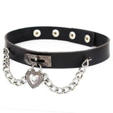 New Sexy Harajuku PU Leather Chain Heart Pendant Necklaces Women Men Punk Neck Gothic Black Pink Choker Necklace Cool Collar - Tophatter Daily Deals