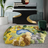New Zealand Wool Fluffy Rug 100 x 100 cm Multicolor Rugs - Tophatter Daily Deals