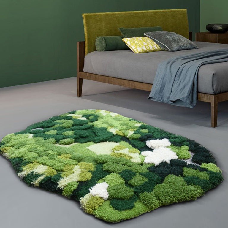 New Zealand Wool Fluffy Rug 100 x 100 cm Green Rugs - Tophatter Daily Deals