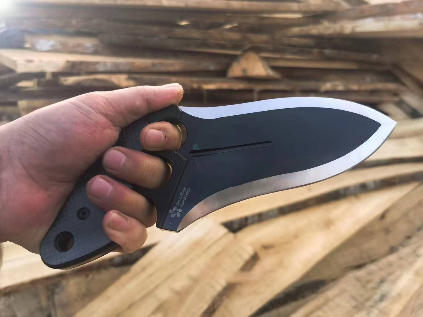 New Nemoto Tomoyuki Design Carbon Fiber Push Dagger Heavy Duty Straight Knife - Tophatter Daily Deals
