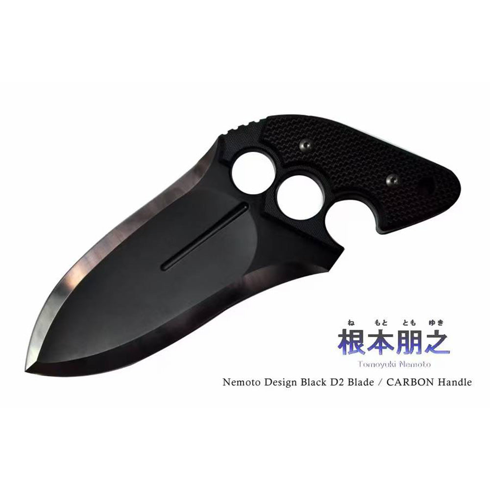 New Nemoto Tomoyuki Design Carbon Fiber Push Dagger Heavy Duty Straight Knife Black - Tophatter Daily Deals