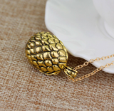 Gold Dragon Egg Pendant Necklace – Antique Fantasy-Inspired Jewelry with Textured Scale Design, 18" Chain Necklaces - Tophatter Daily Deals