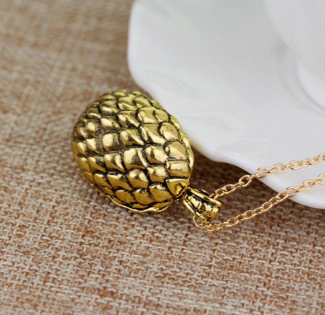 Gold Dragon Egg Pendant Necklace – Antique Fantasy-Inspired Jewelry with Textured Scale Design, 18" Chain Necklaces - Tophatter Daily Deals