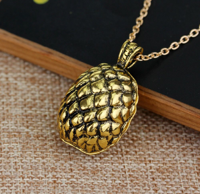 Gold Dragon Egg Pendant Necklace – Antique Fantasy-Inspired Jewelry with Textured Scale Design, 18" Chain Necklaces - Tophatter Daily Deals