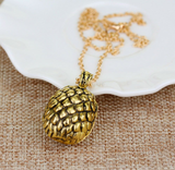 Gold Dragon Egg Pendant Necklace – Antique Fantasy-Inspired Jewelry with Textured Scale Design, 18" Chain Necklaces - Tophatter Daily Deals
