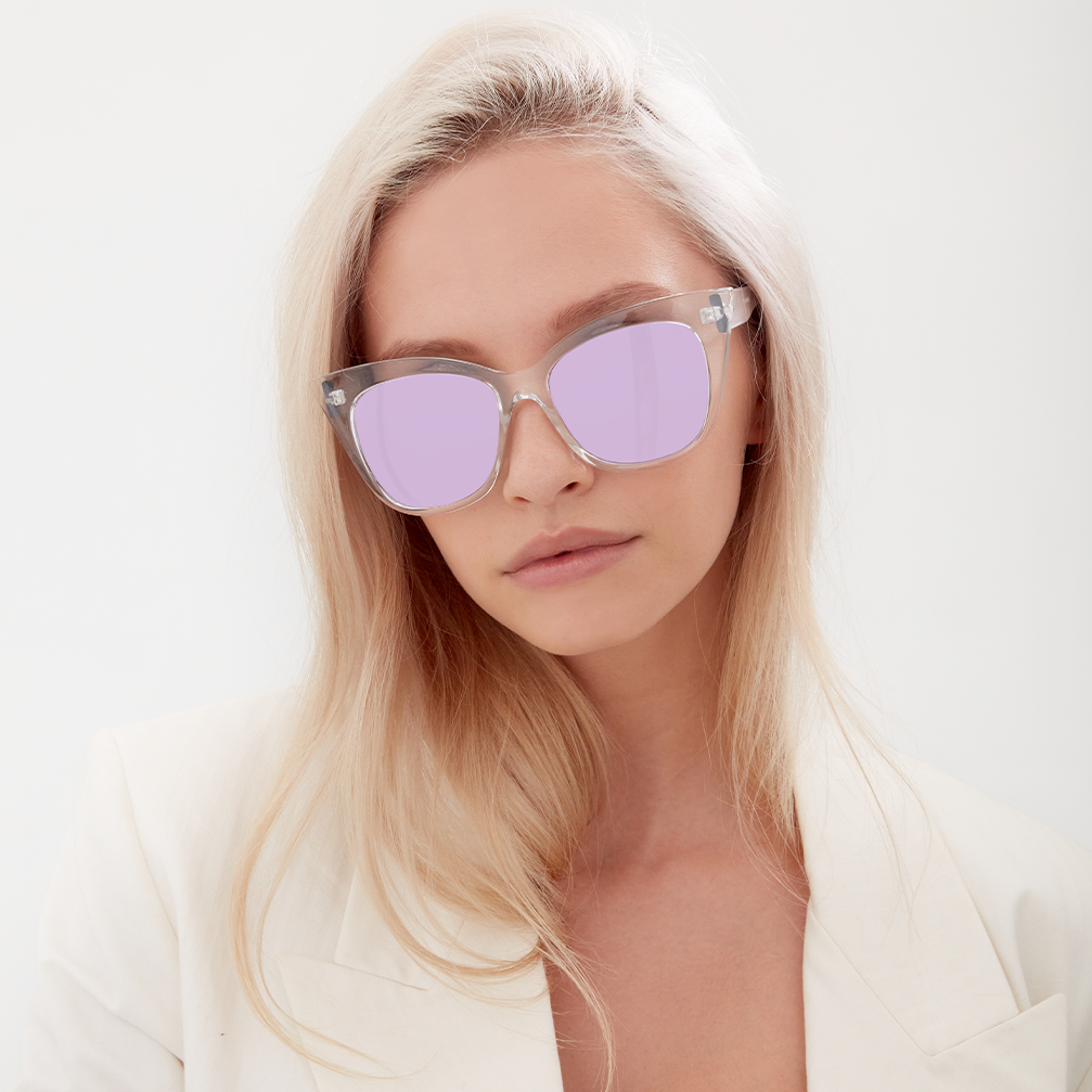 TopFoxx Sustainable Venice - Clear Purple Women's Sunglasses Sunglasses - Tophatter Daily Deals