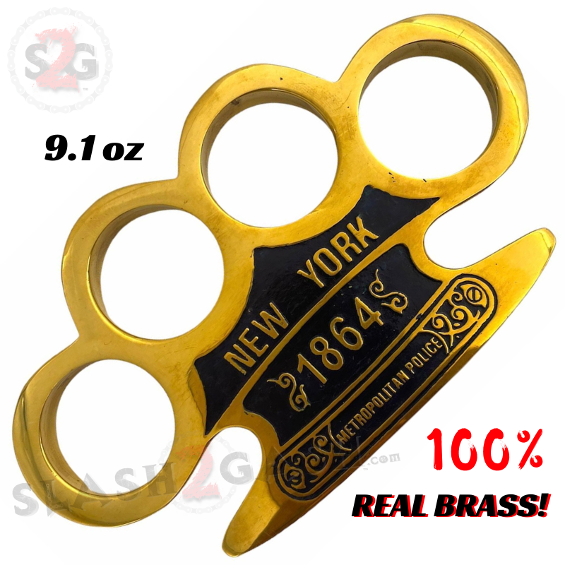 New York 1864 Knuckle Duster Metro Police Paper Weight - 100% Real Brass Belt Buckle - Tophatter Daily Deals