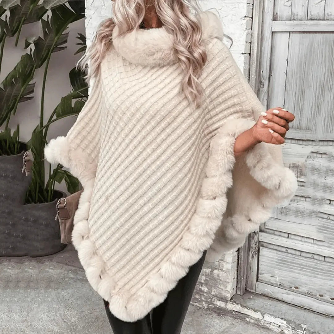 Warm Cozy Women's Poncho - Slouchy Cowl, Acrylic, For Fall Apricot One Size - Tophatter Daily Deals
