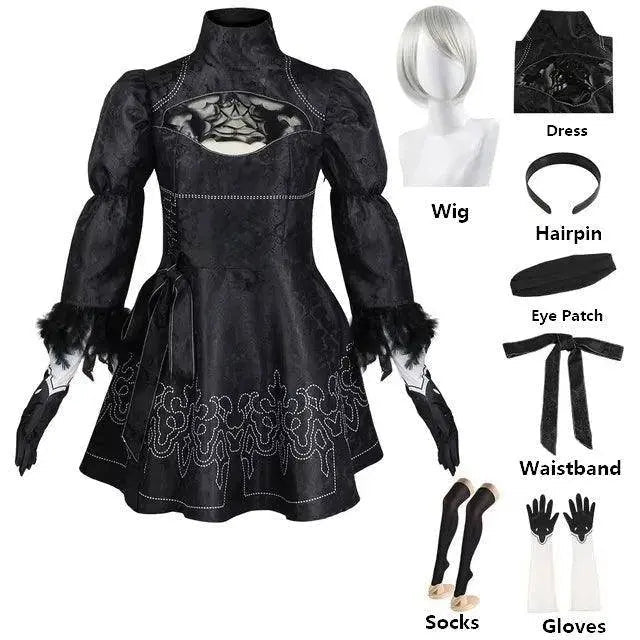 Nier Automata Cosplay Costume Yorha 2B sexy Outfit Game Figures Suit Women Role Play Costumes Girls Halloween Party Fancy Dress Costume and Wig - Tophatter Daily Deals