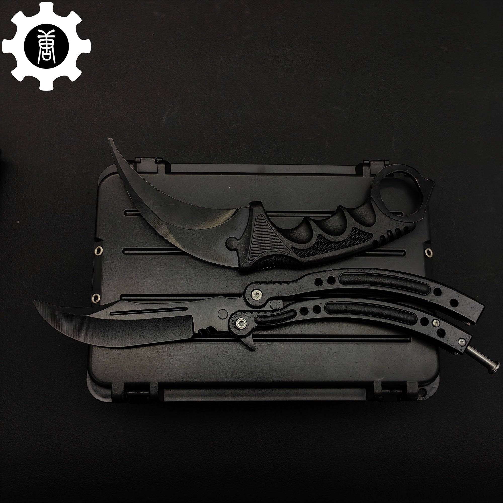 Night Skin Karambit & Balisong Black Weapon Case Blunt Blade Props - Tophatter Daily Deals
