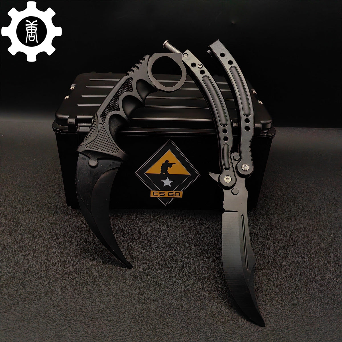 Night Skin Karambit & Balisong Black Weapon Case Blunt Blade Props 2 Knives & Case - Tophatter Daily Deals