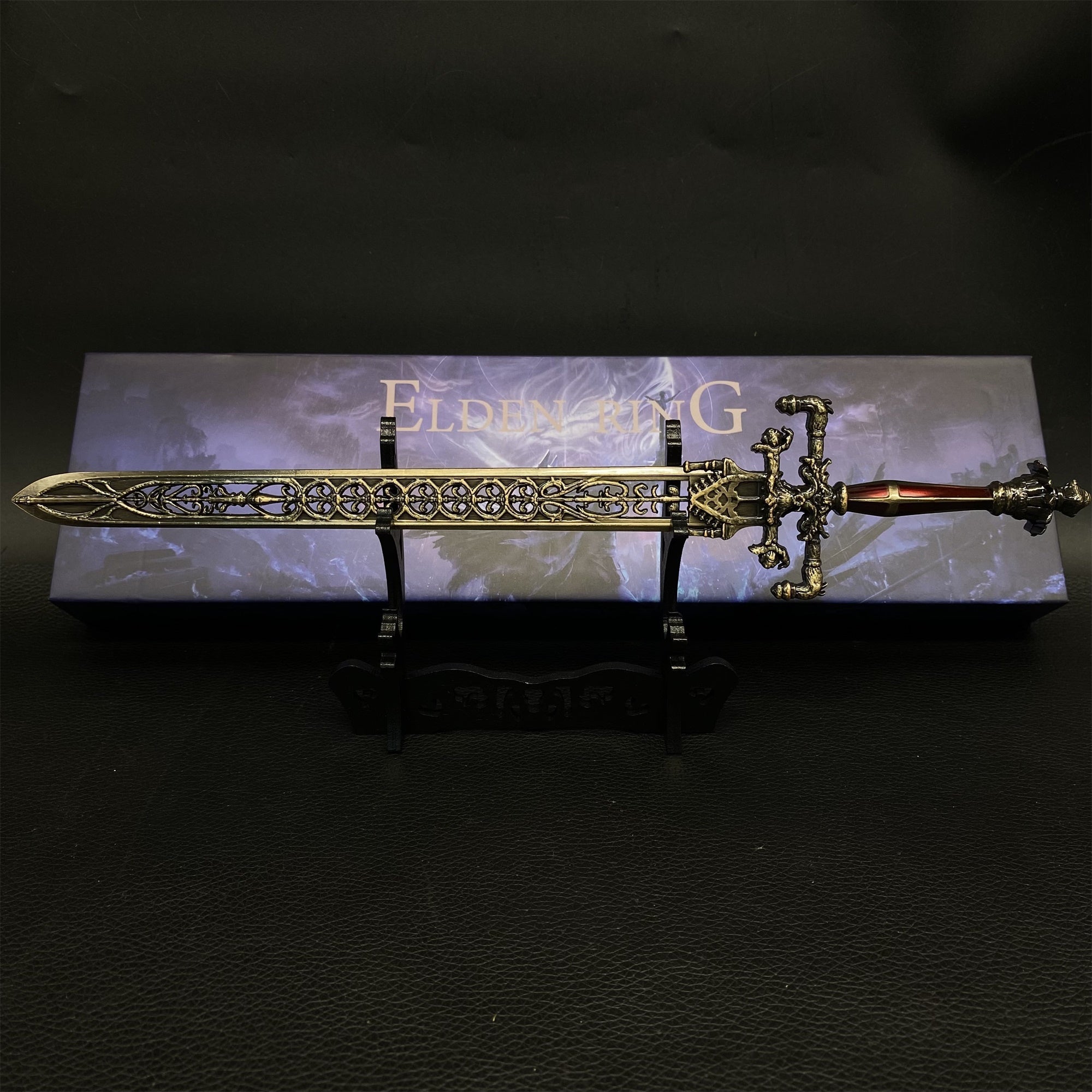 Night And Flame Sword Metal Miniature Sword & Wood Stand - Tophatter Daily Deals
