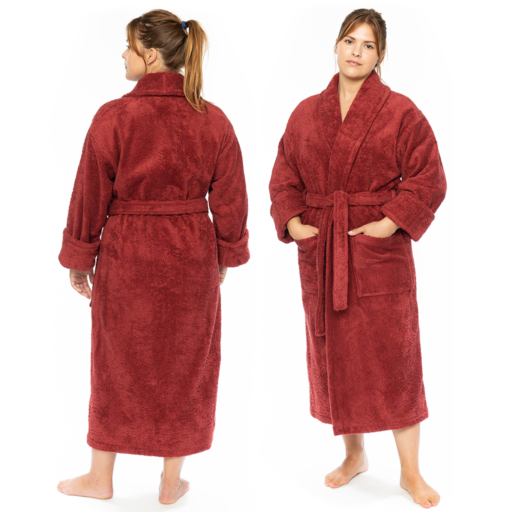 Classic Turkish Combed Cotton Luxurious Thick Unisex Bathrobes Night Red Robes - Tophatter Daily Deals