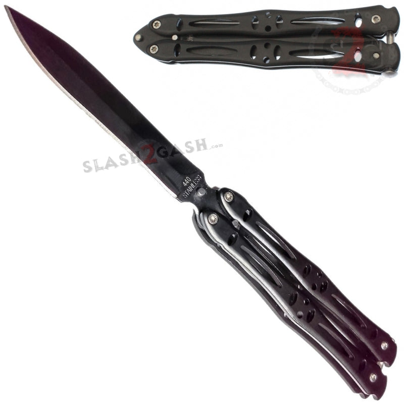 Night Stalker Dagger Butterfly Knife Black Balisong Knife-Balisong - Tophatter Daily Deals