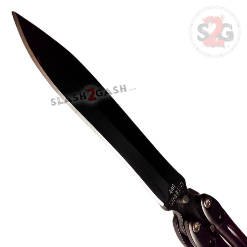 Night Stalker Dagger Butterfly Knife Black Balisong Knife-Balisong - Tophatter Daily Deals