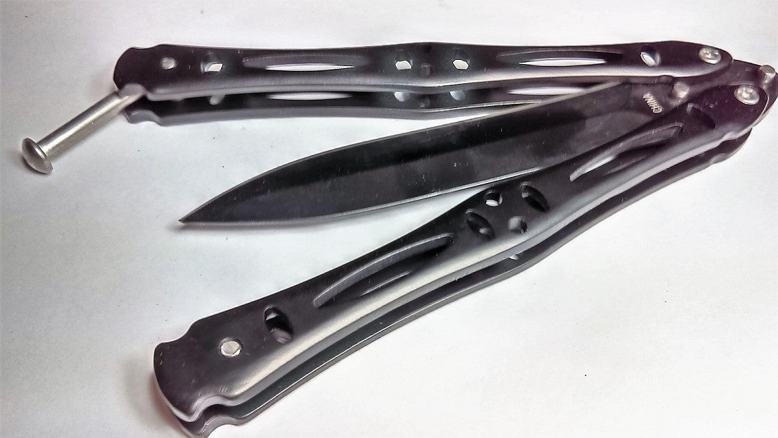 Night Stalker Dagger Butterfly Knife Black Balisong Knife-Balisong - Tophatter Daily Deals