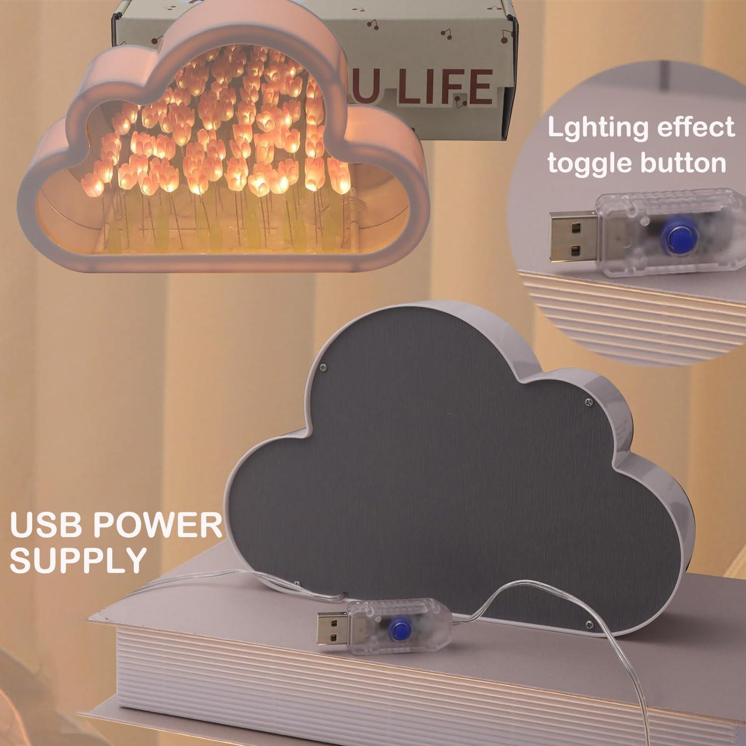 Tulip Table Lamp - Handmade Cloud Tulip Night Lights Home Decor Mirror Tulip Night Lamp For Bedroom Accessories - Tophatter Daily Deals