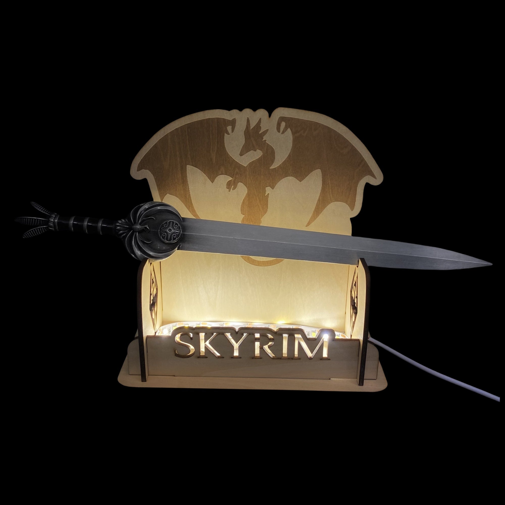 Nightingale Blade Metal Replica 1/3 Scale Sword & 3D Light Wood Stand - Tophatter Daily Deals