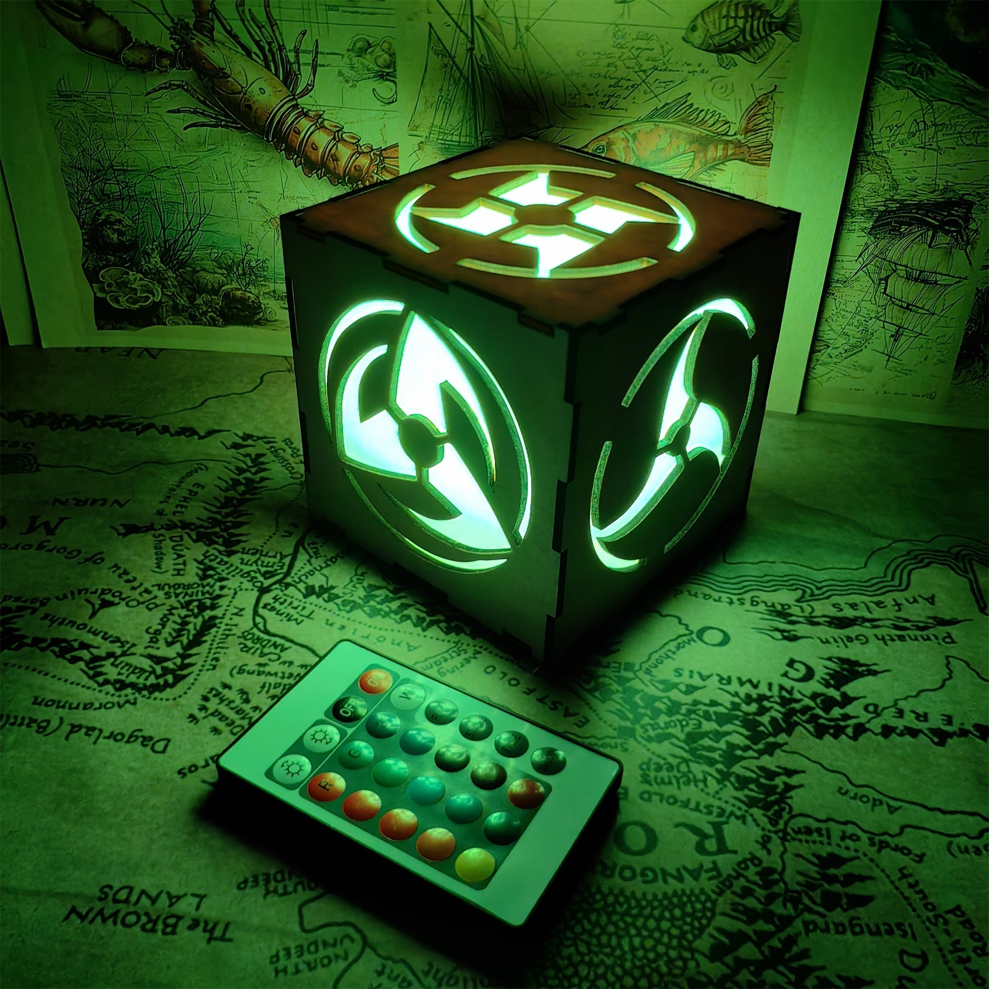 Ninja Eye Inspired Wooden Lantern Desk Decor Wooden Cube Light - Tophatter Daily Deals