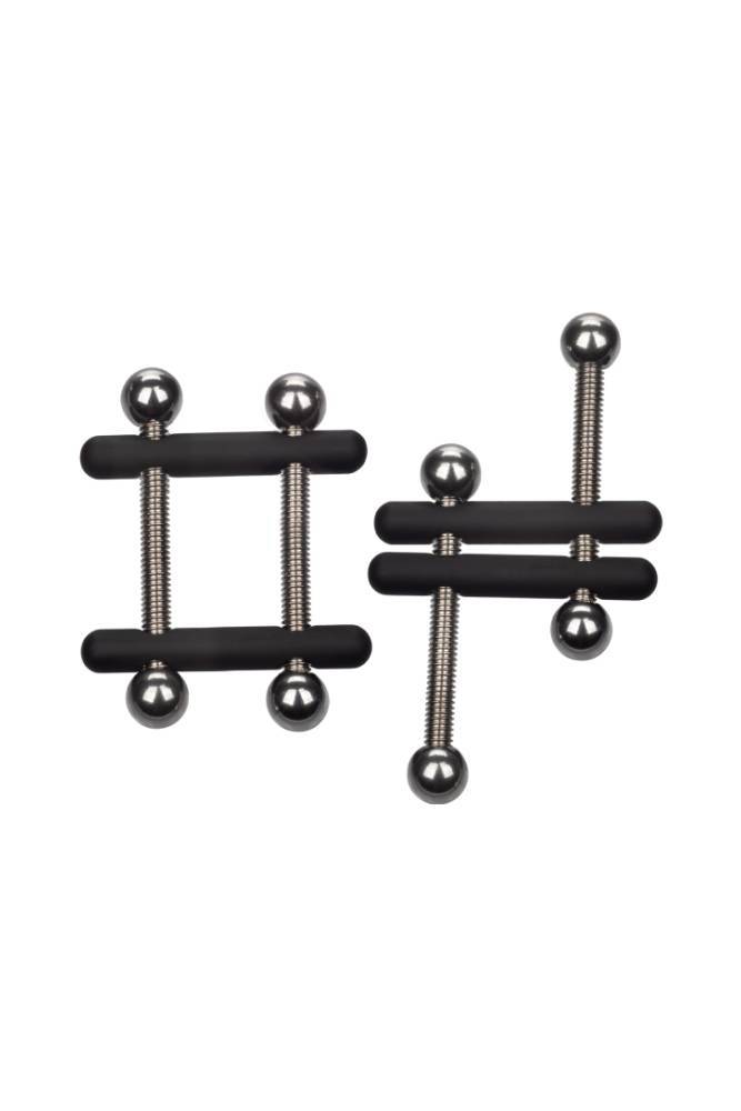 Cal Exotics - Nipple Grips - Power Grip Crossbar Nipple Vices - Black/Silver BDSM - Tophatter Daily Deals