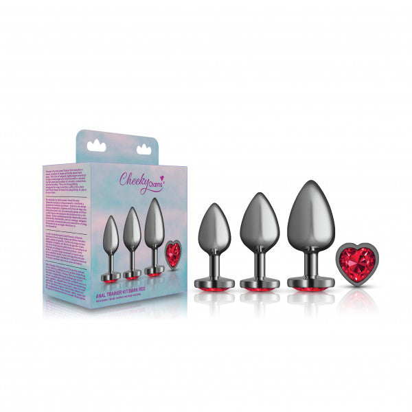 Cheeky Charms - Metal Butt Plug Gunmetal - Heart Dark Red - Anal Trainer Kit - Tophatter Daily Deals