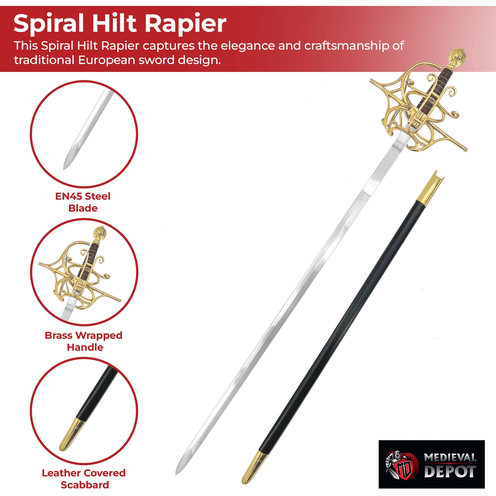 Noble Defender Heavy Duty Basket Hilt Rapier Swords - Tophatter Daily Deals