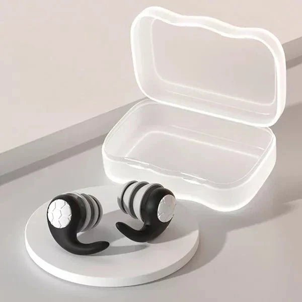 Noise Cancelling Silicone Earplugs Sleep Reusable Comfort Black - Tophatter Daily Deals