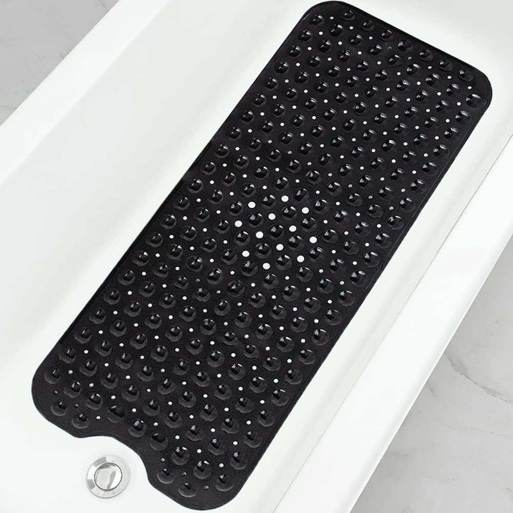 Anti-Slip Bath Mat - Extra Large Non-slip Bath Mat Bathtub Bathroom Shower Mat Rubber Strong Suction Black Bathtubs - Tophatter Daily Deals