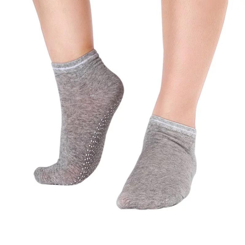 Socks With Grips - Fitness Yoga Socks Non Slip Grip One Size Cotton Pilates Massage Grey Yoga Socks - Tophatter Daily Deals