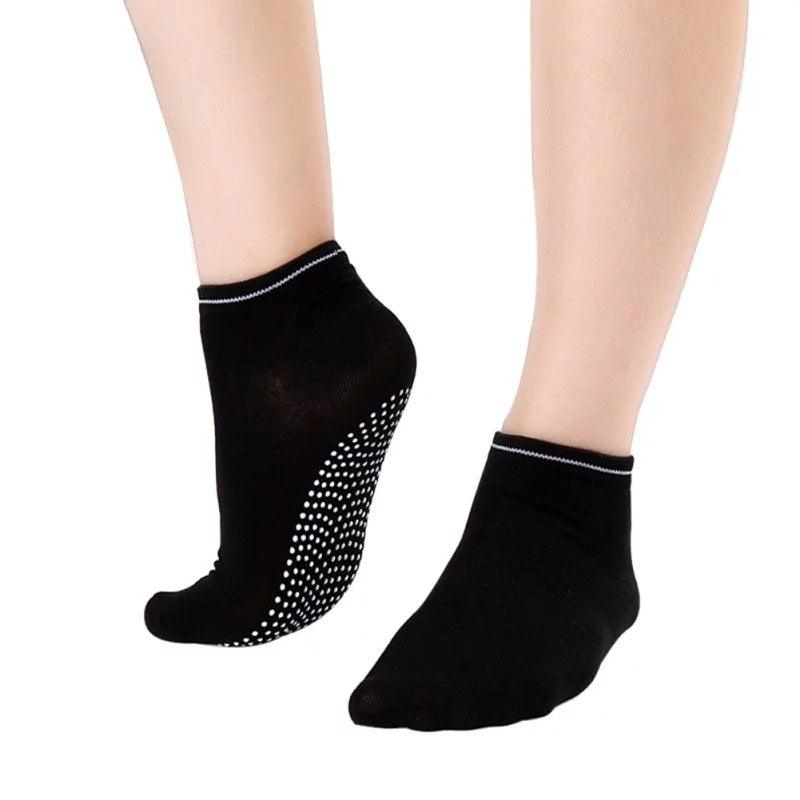 Socks With Grips - Fitness Yoga Socks Non Slip Grip One Size Cotton Pilates Massage Black Yoga Socks - Tophatter Daily Deals