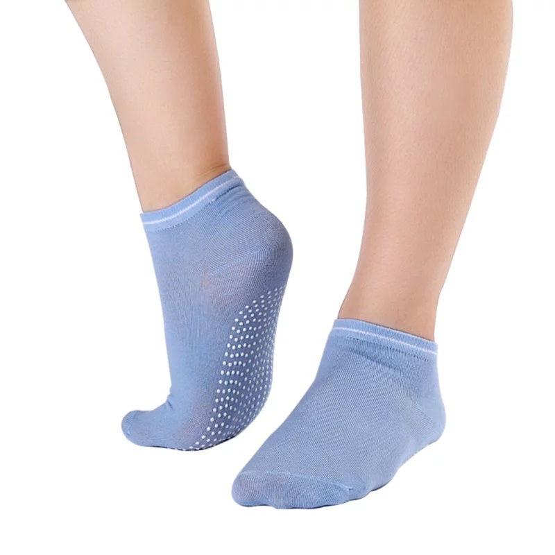 Socks With Grips - Fitness Yoga Socks Non Slip Grip One Size Cotton Pilates Massage Blue Yoga Socks - Tophatter Daily Deals