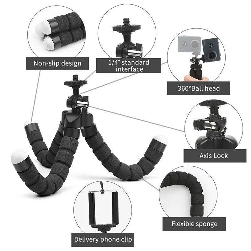 Non-slip Design Flexible Sponge Tripod Desktop Mobile Phone Video Stand - Tophatter Daily Deals