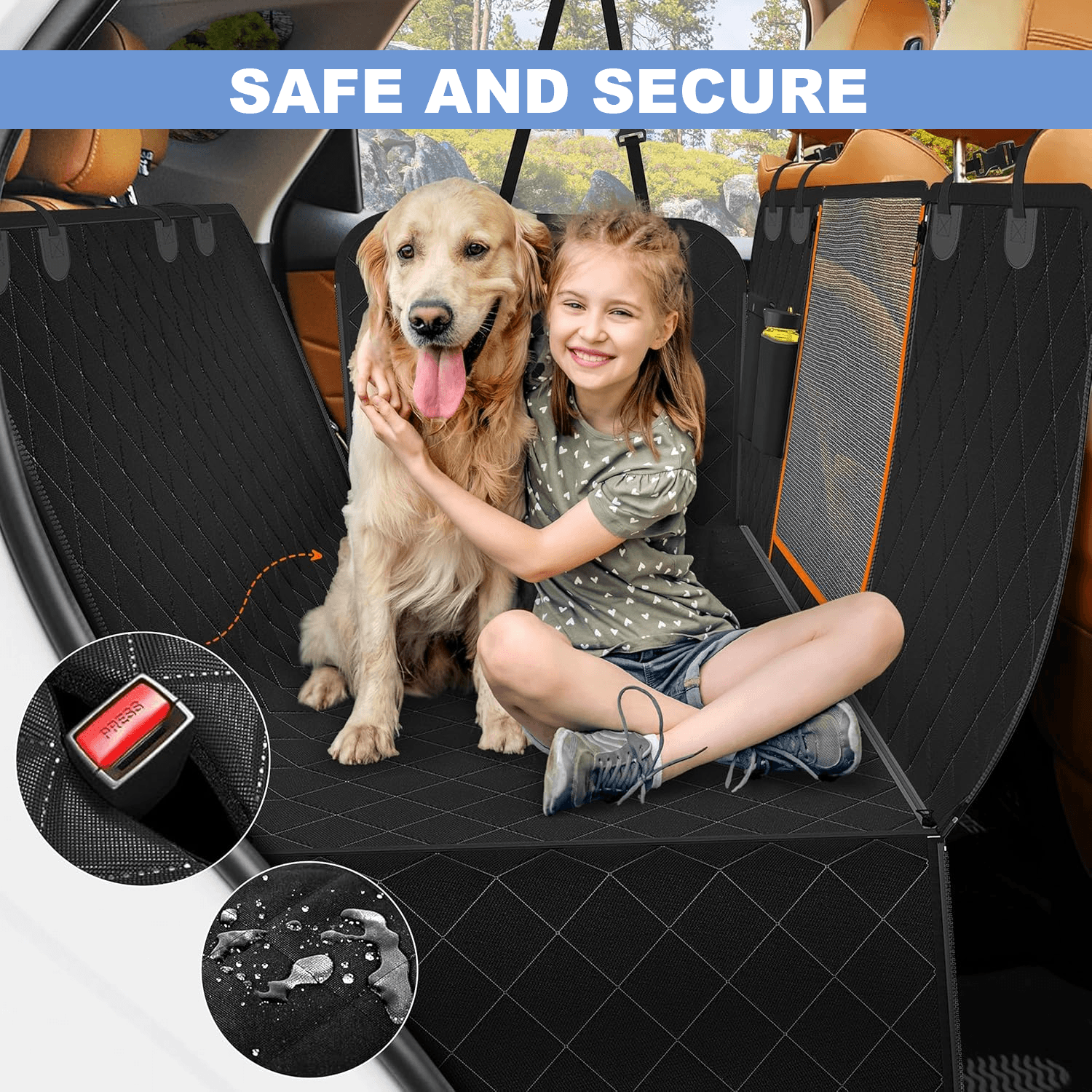 Car Seat Cover For Dog - Pet Waterproof Safety protector Mat Rear Back Hammock Nonslip Cushion Car Accessories - Tophatter Daily Deals
