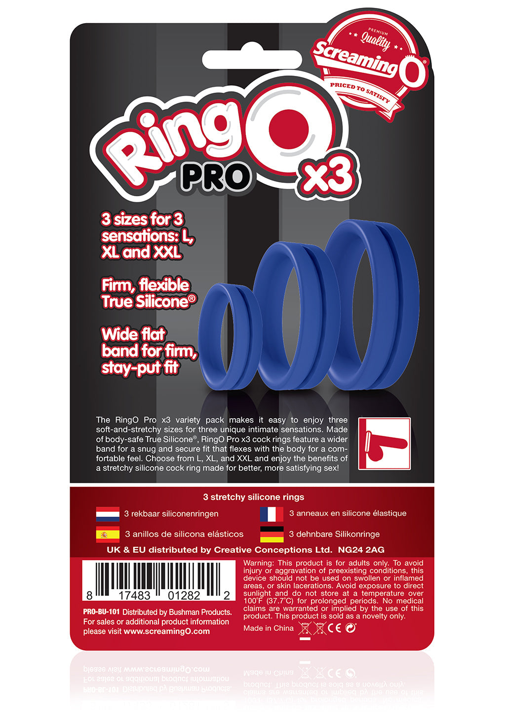 RingO Pro X3 – Durable True Silicone Cock Ring Set with Three Sizes > Cock Ring > Sets - Tophatter Daily Deals